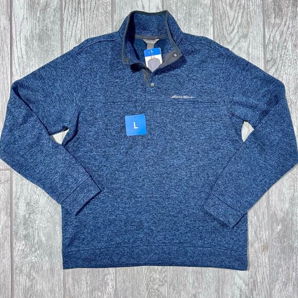 Eddie Bauer Men's Radiator Fleece Snap-Front Pullover‎ NWT Navy Heather sz Large - Picture 3 of 11